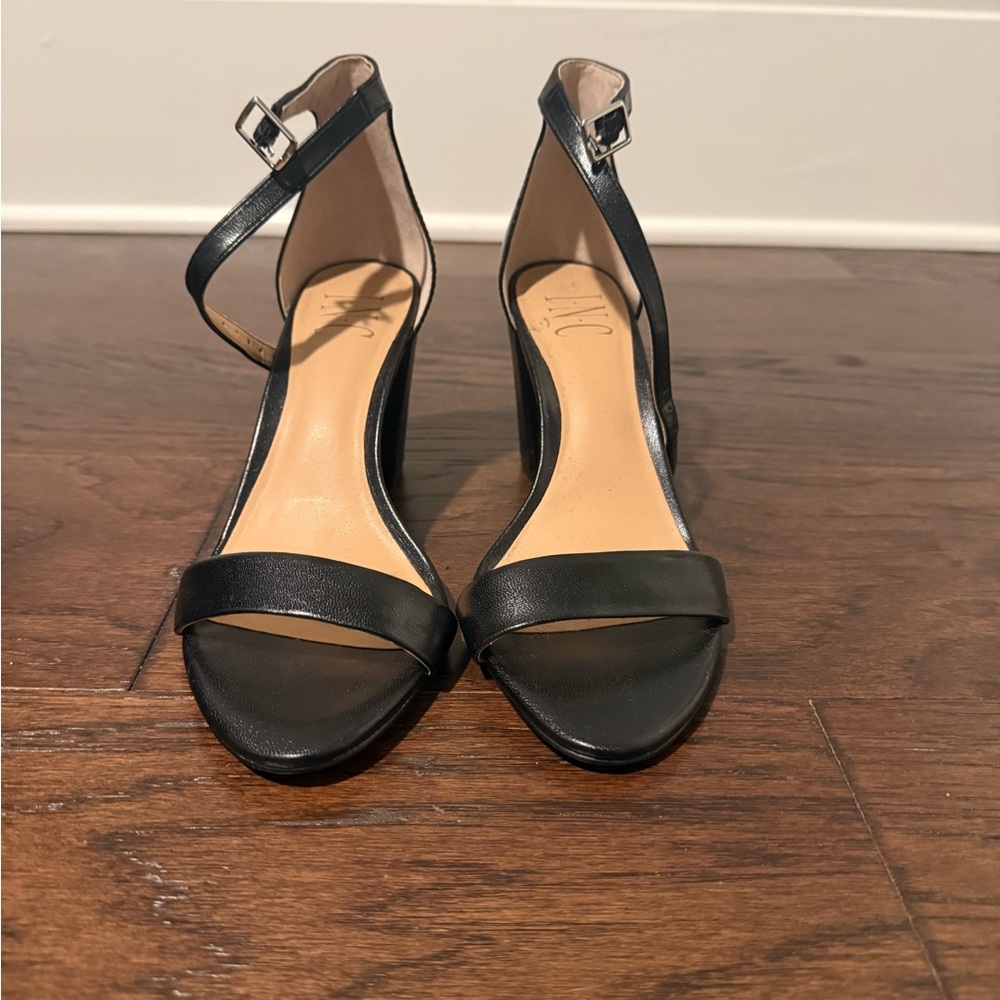 INC Womens Black Padded Kivah Round Toe Block Heel Buckle Sandals 6.5 M